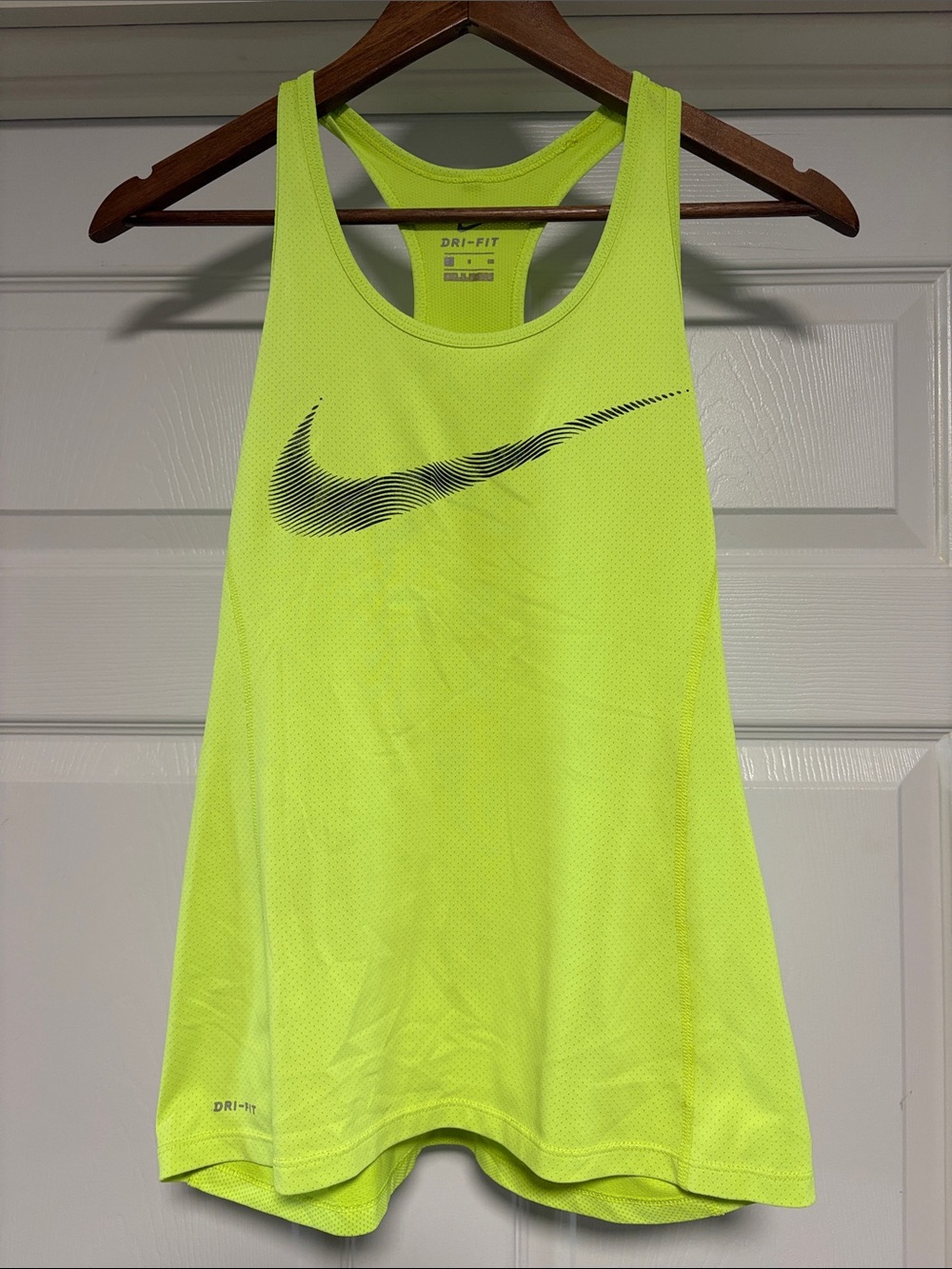 Nike Neon Yellow Racerback Dri-FIT Tank Top with Black Swoosh